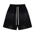 Pantalones cortos deportivos negros holgados retro con salpicaduras de pintura y cordón - S / Pantalones Cortos - Salpicaduras Negro