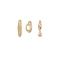 Set di tre orecchini geometrici dorati con micro-intarsio in scintillante zirconia cubica - Set 3 Pezzi Zirconia Bianca Oro