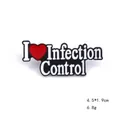Broche de esmalte negro con texto I Love Infection Control y corazón rojo, 4,5x1,9cm - Estilo de Control de Infecciones