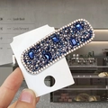 Pasador rectangular con pedrería azul y blanca y grandes gemas azules sobre tarjeta - Vidrio de Cristal [Azul Antiguo Cuadrado]