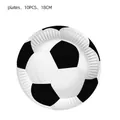 Set di 10 piatti di carta da calcio classici bianchi e neri per feste a tema sportivo - Piatti da 7 Pollici 10PZ