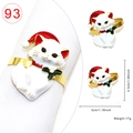 Christmas cat napkin ring in white and gold metal with size 4.3cm and 17g weight - Christmas Cat Style 93