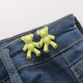 Cute green bear-shaped waist cincher clip for denim jeans to adjust waist size - Screw Back Large / Fluorescent Green