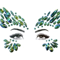 Blue-green gradient face jewels set with acrylic rhinestones for eye and forehead makeup - Blue-Green Eye Makeup Style (L0624)