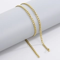 Golden stainless steel Cuban link necklace with lobster clasp on grey display stand - 4mm Gold / Bracelet