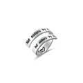 Polished stainless steel friendship ring with sisters by heart engraving and heart motif - US 9 / R105 Sisters By Heart / Silver