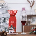 Rote Weihnachts-Weinflaschenhülle mit Weihnachtsmann und Schneemann für die Tischdeko - Drei Figuren Grüner Baum