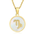 Collier signe Capricorne plaqué or 18 carats avec nacre ronde sur chaîne forçat - Capricorne / Nacre Blanche