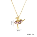 Collana con ballerina dorata, pietre preziose viola e cristalli trasparenti, misura 28,5mm - Viola