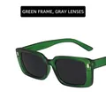 Retro square oversized sunglasses with transparent green frame and grey lenses - Green Frame Grey Lens