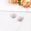 Silver spherical magnetic clasp with white rhinestones for DIY jewelry making - Silver Rhinestone Ball (8mm)