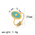 Bohemian gold stainless steel open ring with turquoise star design and dimensions - Oval Turquoise Starburst Style (TR4267)