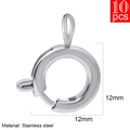 Silver stainless steel 12mm spring ring clasp for jewelry making, 10 pieces pack - 12mm (10 Pieces/Pack) / Steel