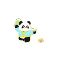 Pin's panda en émail avec thème de culture du thé, tenue bleue et théière traditionnelle - Panda au Thé