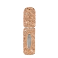 Macro view of rose gold rhinestone-encrusted portable perfume atomizer with visual window - 5ml / Rose Gold/Peach