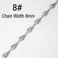 Macro detail of 8mm wide silver stainless steel chain with leaf-shaped DIY links - 8# Leaf Chain (Width 8mm/Meter)