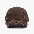 Vintage washed dark brown baseball cap with distressed rip details and a soft crown - Dark Coffee (24A187)