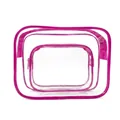 Transparent PVC toiletry bag with vibrant rose pink trim and secure top zipper closure - 025-Rose Edge So Happy