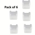 Set of 6 semi-transparent white plastic storage bins for refrigerator side door organization - Set of 6