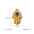 Macro view of Hamsa Hand pendant with blue evil eye bead showing 2.57cm height - Hamsa Hand Evil Eye Style (HC-N40189)