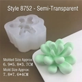 3D cactus succulent silicone mold 8752 for resin candles soap, mold size 7.8x7.6x4cm - Model 8752 / Translucent
