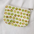 Mini canvas zipper coin purse with cute green and yellow kiwi fruit print pattern - Kiwi