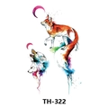 Waterproof temporary tattoo sticker with colorful watercolor fox and wolf designs TH-322 - Th-322 / 210*148mm