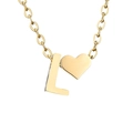 Collana dorata minimalista con lettera L maiuscola e ciondolo a cursore a forma di cuore - Lettera L - Oro
