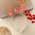 Sparkling silver Happy New Year headband with festive red LED lights for party - 21# Silver Glitter Letter Headband