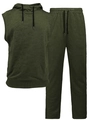 Set sportivo da uomo due pezzi con felpa senza maniche e pantaloni verde oliva - S / Verde Militare
