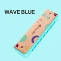 Blue Future Star 16-hole wooden harmonica for kids featuring giraffe and floral patterns - Ocean Blue