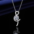 Silver treble clef music note necklace with sparkling round cubic zirconia pendant - Xl-149 [comes With Box And Chain]