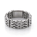 Hip hop style 316L stainless steel V-shaped hollow chain bracelet with safety clasp - 23mm / Silver
