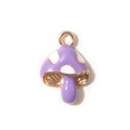 Cartoon purple mushroom alloy pendant charm with white spots and gold metal plating - Purple Gold Plated