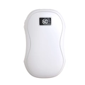 White pebble-shaped electric hand warmer with digital LED display showing temperature - White