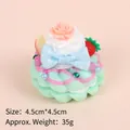 Miniature donut keychain in mint green with cream, pink rose, and blue bow details - Gold Bead Chain / 042 Blue Bowknot Donut