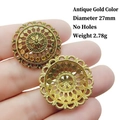 Antique gold 27mm floral alloy bead cap with vintage hollowed engraving for DIY crafts - 9# Antique Gold