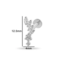 Silver G23 titanium floral cartilage stud with clear cubic zirconia marquise gems - Floral Bud Long Style-Silver (T2503-4#银)
