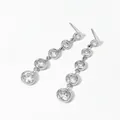 Elegante lange Silber-Ohrhänger mit fünf abgestuften runden Zirkonia-Steinen - Runder 5-Steine-Verlauf-Stil (D2917) / Silber