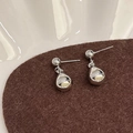 Elegant silver teardrop earrings with a mirror-finish dangle on a warm neutral background - Silver Polished Teardrop Dangle Earrings