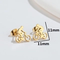 Creatieve goudkleurige oorknopjes met fietser-silhouet afmetingen 11mm x 11mm - Goud