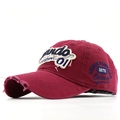 Distressed dark red cotton baseball cap with Orlando 01 embroidery and vintage wash - Adjustable / Burgundy