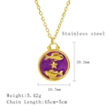 Pisces constellation necklace in gold stainless steel with a round purple pendant - Pisces