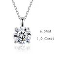925 silver necklace with 6.5mm 1.0 carat round moissanite pendant in four-prong setting - Four-prong Style (FDDZ-074) / 1 Carat (6.5mm) / Moissanite (White Gold)
