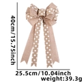 Lazo navideño de lino sintético con lunares blancos, adorno para árbol de Navidad, 40 cm - Lazo Beis / Beige