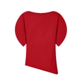 Women's red off-shoulder top with asymmetric hem and short puff sleeves for a modern look - S / Red