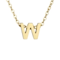 Close-up detail of a gold-plated titanium steel necklace featuring a bold letter W pendant - Letter W Style / Gold