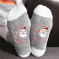 Grey Christmas socks with Santa Claus print and HO HO HO text on the bottom - One Size / Santa Claus Grey White