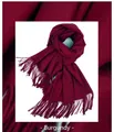 Thick wine red cashmere scarf for winter featuring soft fringe ends and classic design - 200*70cm / Thickened Tassel Style / Burgundy