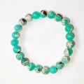 Green gradient cat eye stone bracelet with turquoise and shoushan stone beads - Shoushan Stone Green